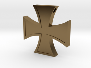 Iron Cross Pendant Revised in Polished Bronze