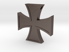 Iron Cross Pendant Revised in Polished Bronzed Silver Steel