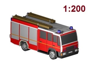 Feuerwehr (LHF) / fire truck (1:200) in Tan Fine Detail Plastic