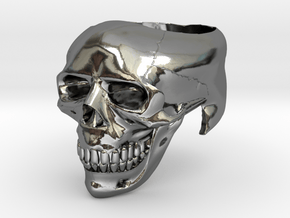 Skullring - ring size 12 in Fine Detail Polished Silver