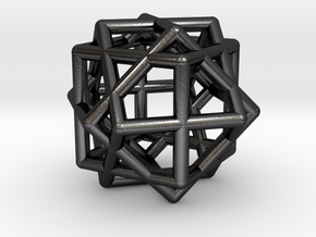 Compound of Three Cubes in Polished and Bronzed Black Steel