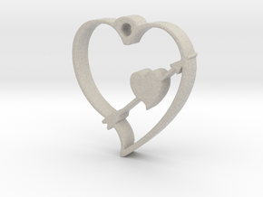 Cupid's Shot Heart Pendant  in Natural Sandstone