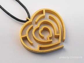 Heart maze pendant in Polished Gold Steel