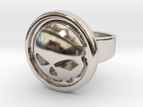 Harley Davidson Round Ring in Rhodium Plated Brass