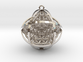 Ball Of Life 1.5" Pendant  in Rhodium Plated Brass