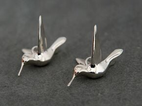 Hummingbird earrings in Fine Detail Polished Silver