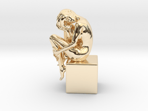 Girl On Box in 14k Gold Plated Brass