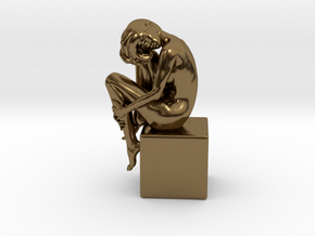 Girl On Box in Polished Bronze