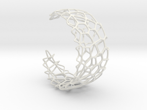 Voronoi Cuff Bracelet with Large Cells  in White Natural Versatile Plastic