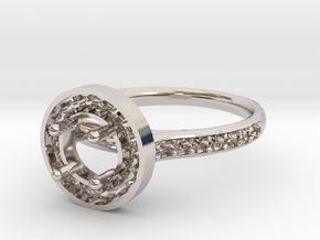 Halo Engagement Ring in Rhodium Plated Brass