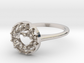 AB050 Halo Ring in Rhodium Plated Brass