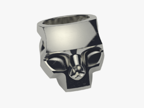 Stylized Skull Ring Hollow in Fine Detail Polished Silver