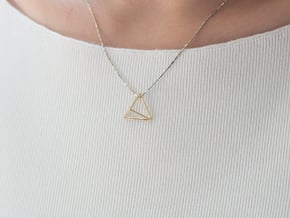 Tetrahedron pendant in Natural Brass