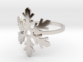Snowflake Ring 02 in Rhodium Plated Brass