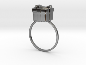 Christmas Box Ring 01 in Fine Detail Polished Silver