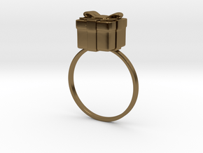Christmas Box Ring 01 in Polished Bronze