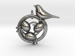 Birdie Pendant in Fine Detail Polished Silver