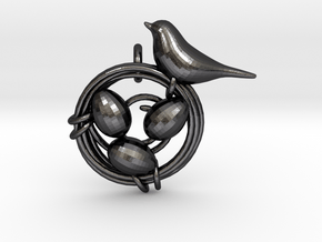 Birdie Pendant in Polished and Bronzed Black Steel