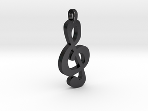 Treble Clef Pendant in Polished and Bronzed Black Steel