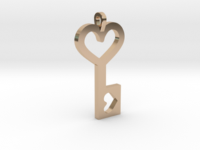 Heart Key Pendant in 14k Rose Gold Plated Brass