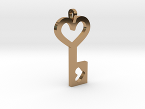 Heart Key Pendant in Polished Brass