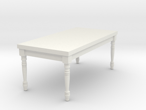 1:12 One Inch Scale Miniature French Country Table in White Natural Versatile Plastic