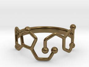 Dopamine & Serotonin Molecule Ring - Size 8 in Polished Bronze