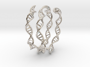 DNA Bracelet (63mm, open) in Rhodium Plated Brass