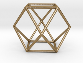 Vector Equilibrium - Cuboctahedron 40mm Sacred Geo in Polished Gold Steel