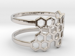 Honeycomb Ring in Rhodium Plated Brass: Small