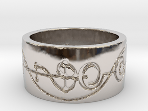 "IDIC" Vulcan Script Ring - Engraved Style in Rhodium Plated Brass: 5 / 49