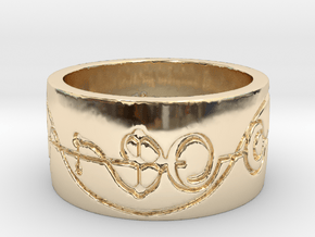 "IDIC" Vulcan Script Ring - Engraved Style in 14k Gold Plated Brass: 5 / 49