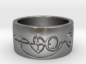 "IDIC" Vulcan Script Ring - Engraved Style in Natural Silver: 5 / 49