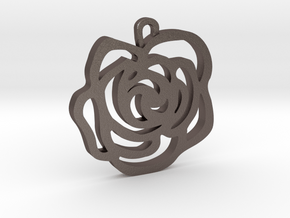 Rose Pendant in Polished Bronzed Silver Steel