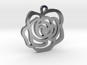 Rose Pendant in Fine Detail Polished Silver