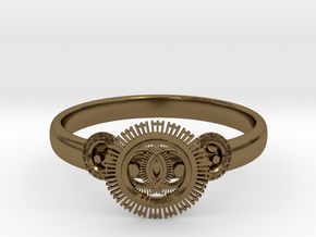 Gear ring(size = USA 5.5)  in Polished Bronze