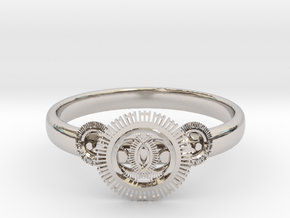 Gear ring(size = USA 5.5)  in Rhodium Plated Brass
