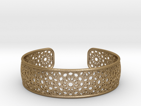 Open Flower Pattern Bracelet in Polished Gold Steel