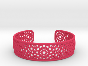 Open Flower Pattern Bracelet in Pink Processed Versatile Plastic