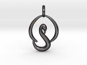Swan Pendant in Polished and Bronzed Black Steel