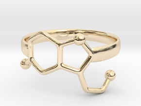 Serotonin Molecule Ring - Size 7 in 14k Gold Plated Brass