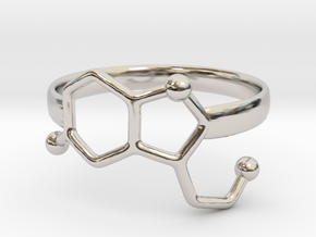 Serotonin Molecule Ring - Size 7 in Platinum