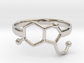 Serotonin Molecule Ring - Size 8 in Platinum