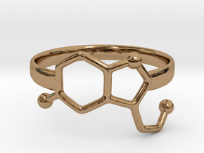 Serotonin Molecule Ring - Size 8 in Polished Brass