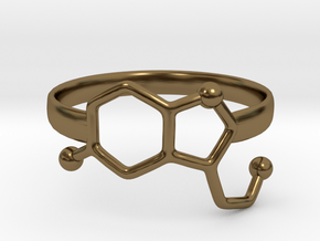 Serotonin Molecule Ring - Size 8 in Polished Bronze
