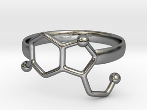 Serotonin Molecule Ring - Size 7 in Polished Silver