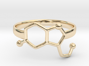 Serotonin Molecule Ring - Size 8 in 14K Yellow Gold