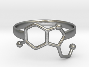 Serotonin Molecule Ring - Size 8 in Natural Silver