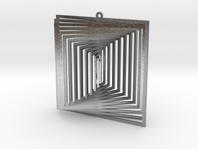 Pendant Wind Spinner 3D Square in Natural Silver