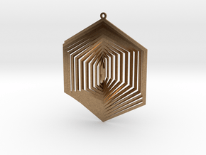 Pendant Wind Spinner 3D Hexagon in Natural Brass